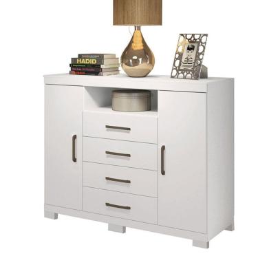 Imagem de Comoda Havana Master com pés Branco Brilho - Santos Andirá