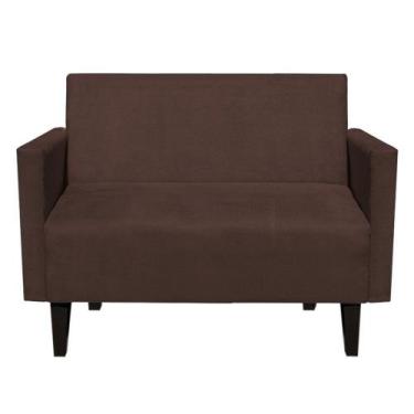 Imagem de Sofá Retrô Namoradeira Compacta Jade 2 Lugares Suede Marrom - D'Rossi