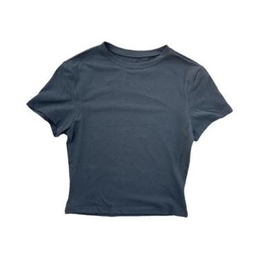 Imagem de Camiseta De Yoga Feminina De Cor Sólida, Manga Curta, Macia, Respiráve