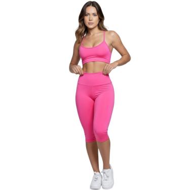 Imagem de Conjunto Top Alça Fina Bermuda Ciclista Vekyo Roupa Para Academia Moda Fitness Musculação-Feminino
