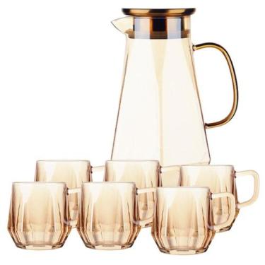 Imagem de Jogo de Xícaras Com Jarra Vidro Translúcido 7 Peças RE148 Rosé Snel Ho