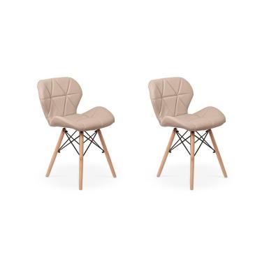 Imagem de Kit 02 Cadeiras Charles Eames Eiffel Slim Wood Estofada Nude