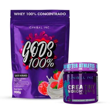 Imagem de Gods Whey 100% 900g Refil e Creatina 150g pura Canibal Inc-Unissex