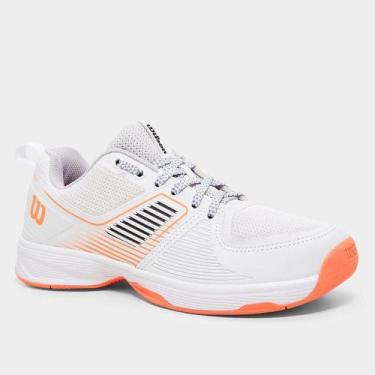 Imagem de Tênis Wilson Ace 3.0 Clay Feminino, Branco, Laranja, 34