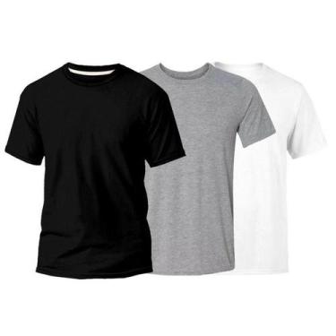 Imagem de Kit 3 Camisetas Masculina 100% Algodão Básica Lisa Gola Redonda Varias