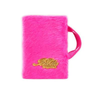 Imagem de Bíblia Pequena Luxo Com Alça Pelucia Capa Pink - REI DAS BIBLIAS