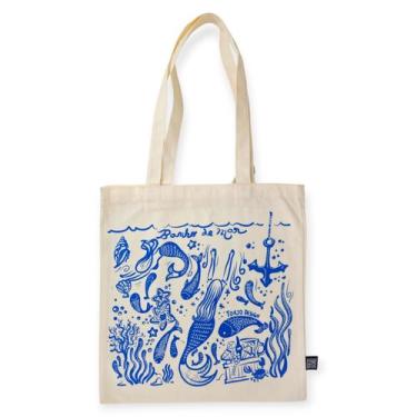 Imagem de Sacola Ecobag Mar Doce Lar Bolsa Feminina Estampada Multiuso Cor:Banho