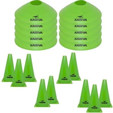 Imagem de Kit Futebol Agilidade Kagiva 20 Cones  Chapéu + Tartaruga, Verde