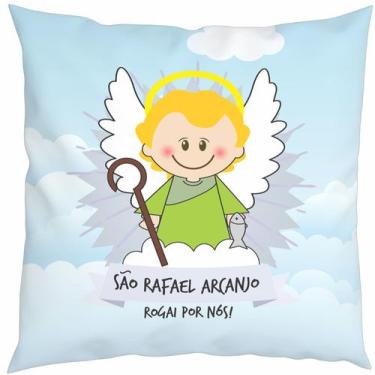 Imagem de Almofada Com Enchimento Oração Santinhos São Rafael Arcanjo - Fabrika 