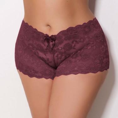 Imagem de Caleçon Renda Plus Size Cor:VinhoTamanho:52 - Ternura Íntima, Vinho, 5