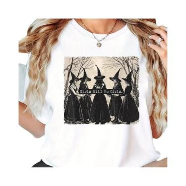 Imagem de Camisetas Esportivas Com Estampa De Bruxa Na Floresta Para Meninas, Pr