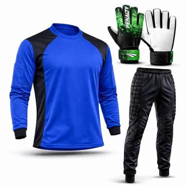 Imagem de Kit Goleiro Juvenil Camisa + Calça Acolchoada + Luva De Goleiro Penalty-Unissex