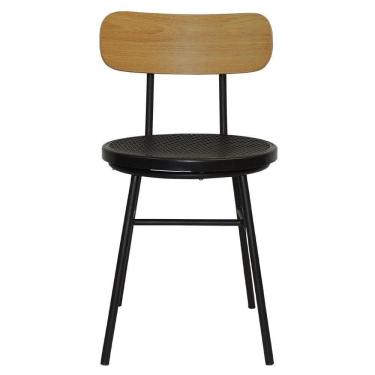 Imagem de Cadeira Retro Decorativa Com Encosto Caramelo Preta Overseas