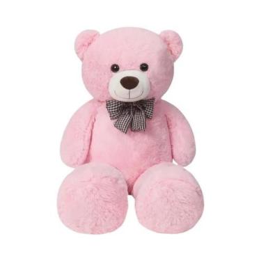 Imagem de Urso De Pelúcia Gigante De 105cm, Branco, Rosa E Marrom, Almofada De A
