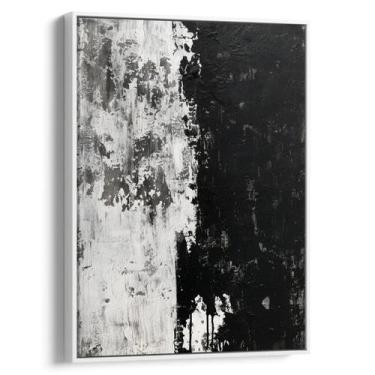 Imagem de Quadro Abstrato Preto e Branco - Dualidade das Texturas Contrastantes 
