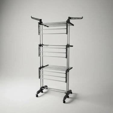 Imagem de Varal de chão dobrável 3 níveis multi andares com cabideiro - GLOBALMI