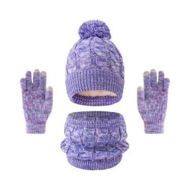 Imagem de Conjunto De Gorro, Cachecol E Luvas De Inverno Para Crianças, 3 Peças,