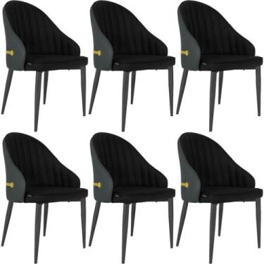 Imagem de Kit 6 Cadeiras de Jantar Estofada Design La Martina - Preto - Magazine