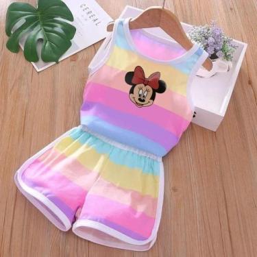 Imagem de Conjunto de Roupas Infantil de Verão Mickey e Minnie - Colete e Shorts