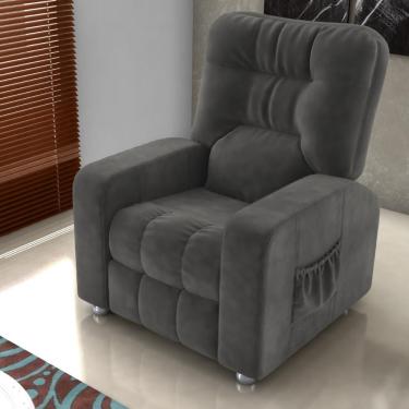 Imagem de Poltrona Reclinável Almofada Roma Veludo Maserati Encosto Fibra Siliconada Chumbo Mais de Casa