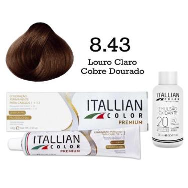 Imagem de Coloração 8.43 Louro Claro Cobre Dourado + Oxi 20 Vol  Itallian Color 