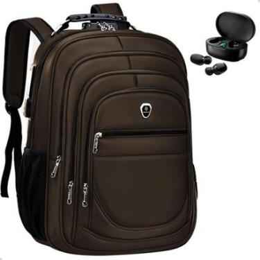 Imagem de Kit Mochila Grande Executiva Espaço Notebook + Fone de Ouvido Bluetooth Musica-Masculino