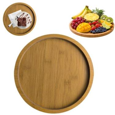 Imagem de Bandeja Travessa Redonda Madeira Premium Resistente 19cm - Freecom