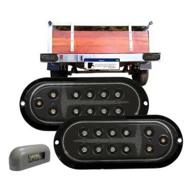 Imagem de Kit Lanterna Carretinha Reboque Cristal + Placa Universal - Congratula