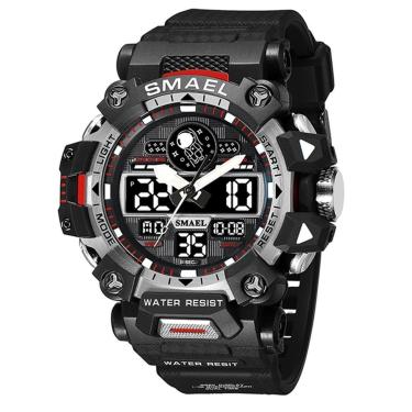 Imagem de Relógio Masculino Esportivo 5ATM Smael AnaDigi 8078 Preto e Prata-Masculino