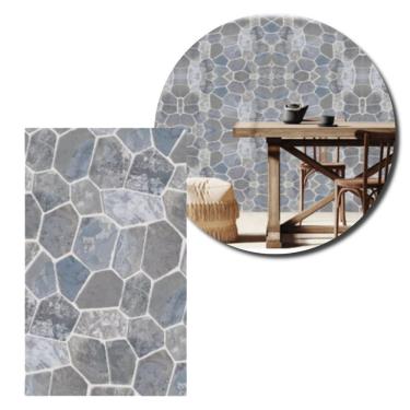 Imagem de Papel de Parede Adesivo PVC Pedras Cinzas 5 Metros para Remodelação Rápida Lavável Cinz...