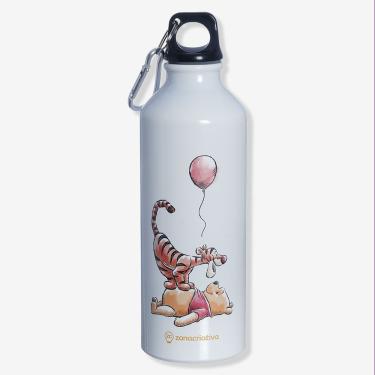 Imagem de Garrafa com Mosquetão Ursinho Pooh para Bebidas em Alumínio Prática para Uso Diário Ama...