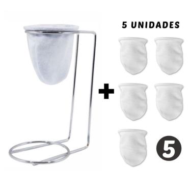 Imagem de Mini Coador de Café de Pano Individual Chá Suporte Mariquinha Dose Única em Algodão e Metal para Xícara OEM