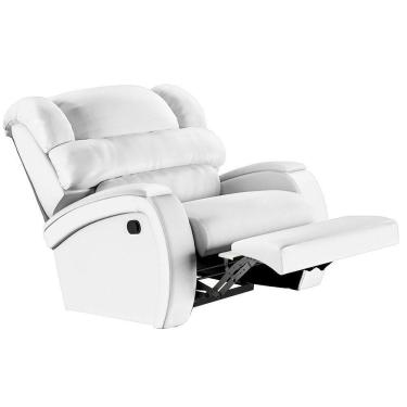 Imagem de Poltrona Do Papai Reclinável Kalie Manual Gatilho Fh9 Pu Branco - Mpozenato