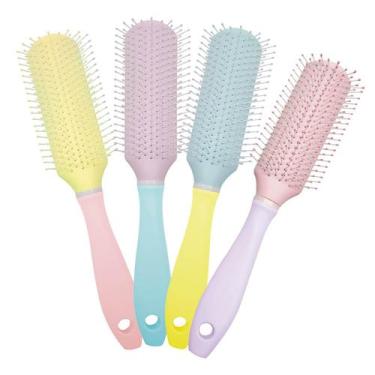 Imagem de Escova de Cabelo Colorida Compacta  Desembaraça sem Quebrar os Fios, C