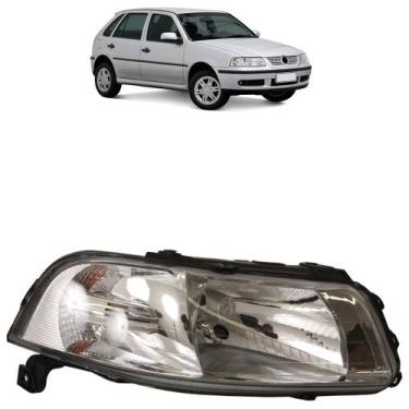 Imagem de Farol Dianteiro Gol G3 1999 a 2005 Liso Acrílico Máscara Cromada - Aut