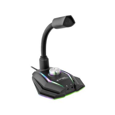 Imagem de Microfone Gamer Bright, RGB, USB, Preto - 604, Preto