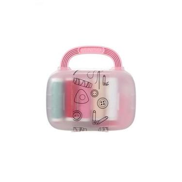 Imagem de Kit de costura com maleta com alça 19 peças tam. 12x8x6 cm. - MINISO