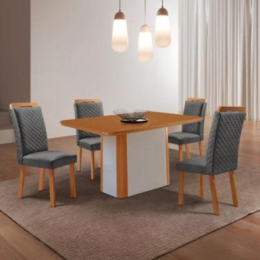 Imagem de Mesa de Jantar Isadora 120cm Tampo MDF Laminado Canto Copo com 4 Cadei