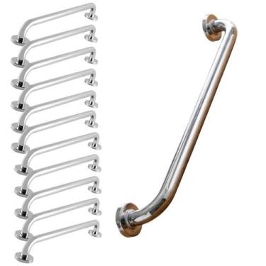 Imagem de Alça Barra de Apoio 80cm Inox Kit 11 Uni Suporte Banho Idoso Deficient