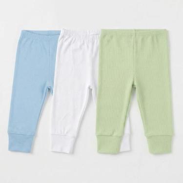Imagem de Kit 3 Calças Mijão Bebê Vestiti Baby Algodão Premium Pé Reversível Con