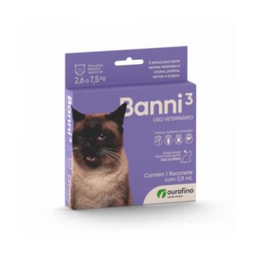 Imagem de Banni 3 0,9ml Antipulgas e Vermifugo Gato 2,6 a 7,5kg - Ouro Fino