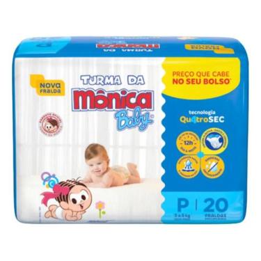 Imagem de Fralda Descartável Turma da Mônica Baby P Pacote 20 Unidades