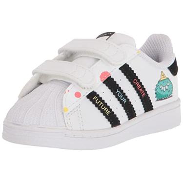 Imagem de adidas Originals Superstar Cloudfoam unissex para crianças, Branco/Preto/Rant Aqua, 3 Little Kid