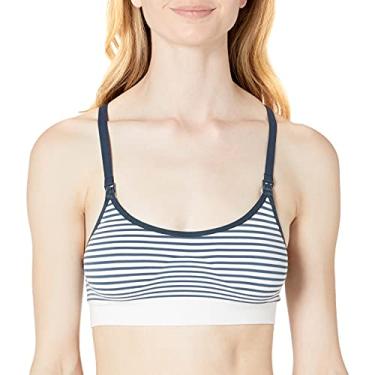Imagem de PLAYTEX Sutiã feminino para maternidade e amamentação sem costura costas nadador sem aro Yyceus, Branco/Listra Midnight Dream, XGG