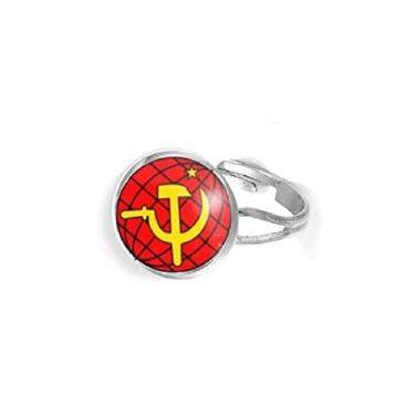 Imagem de Anel Símbolo do Comunismo Estrela Vermelha, Foice e martelo Unissex e Ajustável (DESIGN2)