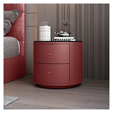 Imagem de Mesas de cabeceira redondas de couro para quarto simples de couro de ardósia mesa de cabeceira de vidro temperado com gavetas Mesas de cabeceira para quarto (cor: 06, tamanho: Bancada preta)