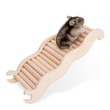 Imagem de Niteangel Brinquedo de escalada de hamster, ponte de escada de madeira para hamsters, gerbos, ratos e pequenos animais (médio - 21 cm) de comprimento
