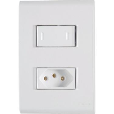 Imagem de Conjunto 4x2 com 1 Interruptor10 A 250 V e 1 Tomada 2P+T 20 A 250 V Tramontina Liz Branco - Tramontina