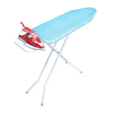 Imagem de Tábua de Passar Roupas em Aço Grande 122cm Com Suporte para Ferro Azul Poá