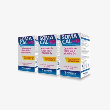 Imagem de Somacal +D (Cálcio + Vitamina D3) - 90 Comprimidos - Kit 3 Unidades -